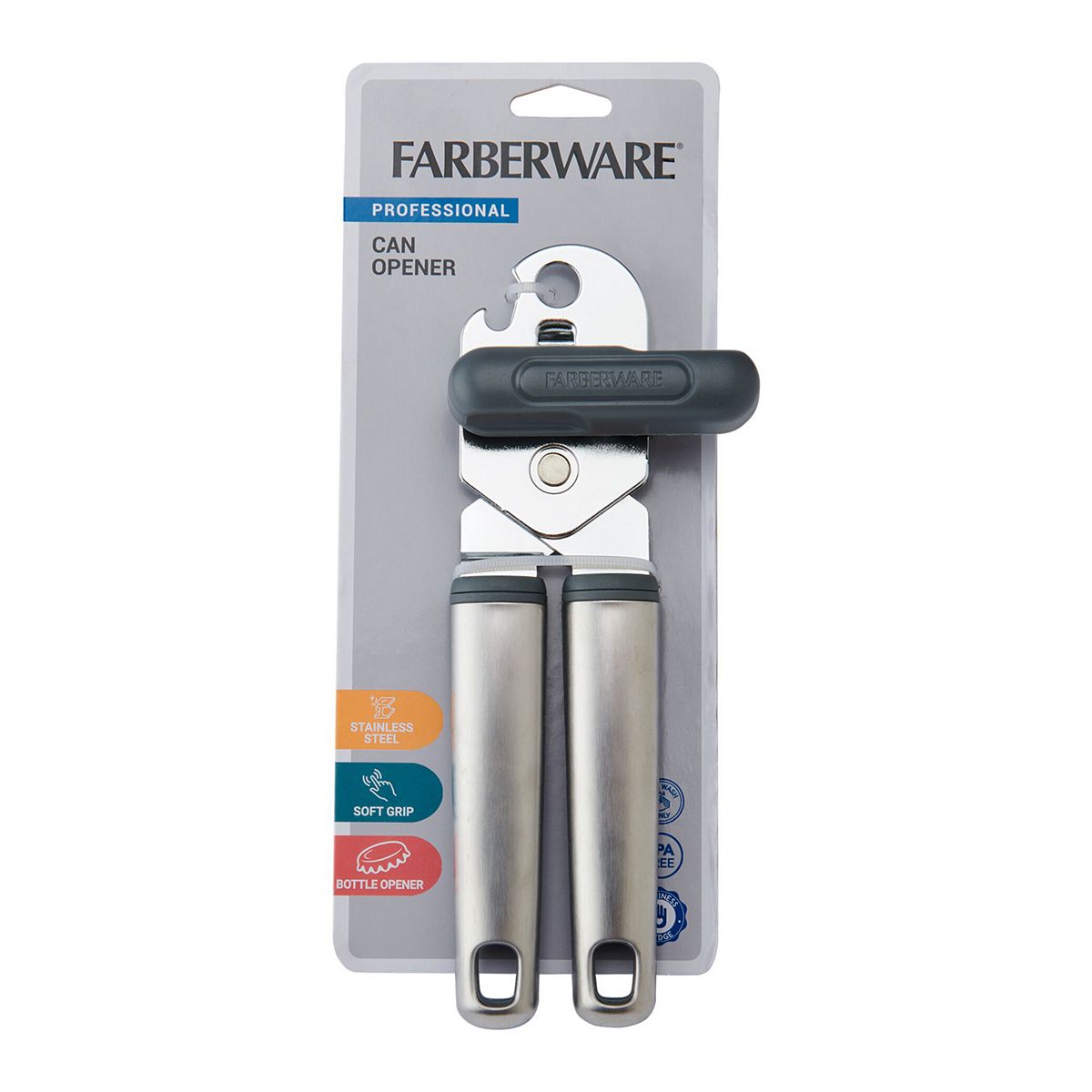 Farberware Pro Stainless Steel Soft Can Opener - Gray