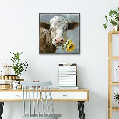 Sunflower Cow Canvas Wall Art