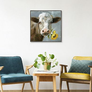 Sunflower Cow Canvas Wall Art