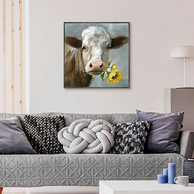 Sunflower Cow Canvas Wall Art