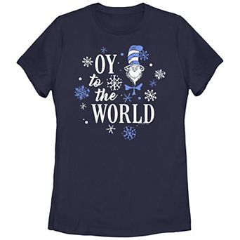 Juniors' Dr. Seuss The Cat In The Hat Oy To The World Graphic Tee