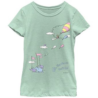 Girls 7-16 Dr. Seuss Oh The Places You'll Go Book Scene Graphic Tee