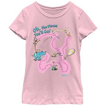 Girls 7-16 Dr. Seuss Oh The Places You'll Go Map Graphic Tee