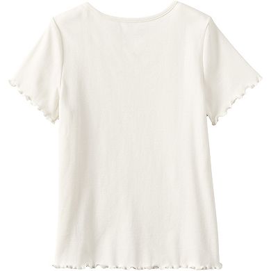 Girls 2-16 Lands' End Short Sleeve Ribbed Henley T-Shirt