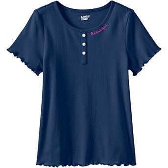 Girls 2-16 Lands' End Short Sleeve Ribbed Henley T-Shirt