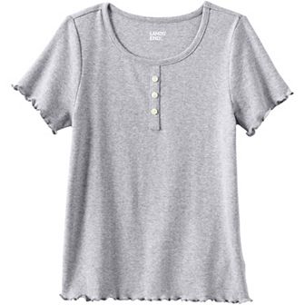 Girls 2-16 Lands' End Short Sleeve Ribbed Henley T-Shirt