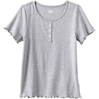 Girls 2-16 Lands' End Short Sleeve Ribbed Henley T-Shirt