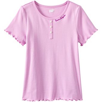 Girls 2-16 Lands' End Short Sleeve Ribbed Henley T-Shirt