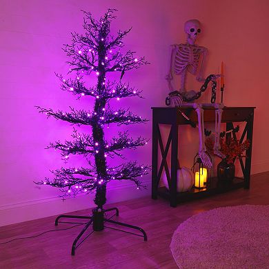 Haunted Hill 5-ft. Dancing Halloween Artificial Tree with Purple LED Lights & Sound