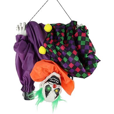 Haunted Hill Animatronic Upside Down Clown on Swing with Lights and Sound Indoor / Outdoor Halloween Hanging Decoration