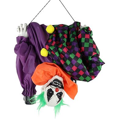 Haunted Hill Animatronic Upside Down Clown on Swing with Lights and Sound Indoor / Outdoor Halloween Hanging Decoration