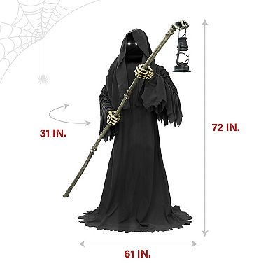 Haunted Hill 6-Foot Tall Motion-Activated Ghostly Guide Animatronic Halloween Floor Decor