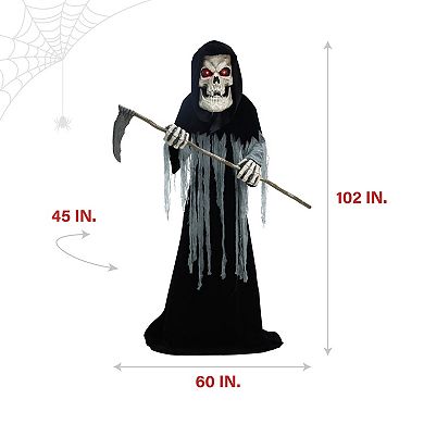 Haunted Hill 8.5-Foot Tall Motion-Activated Animatronic Reaper Halloween Floor Decor
