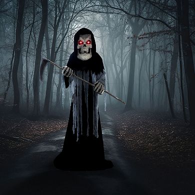 Haunted Hill 8.5-Foot Tall Motion-Activated Animatronic Reaper Halloween Floor Decor