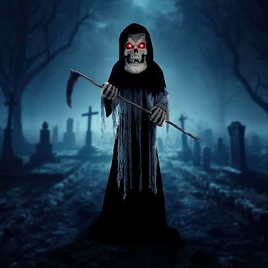 Haunted Hill 8.5-Foot Tall Motion-Activated Animatronic Reaper Halloween Floor Decor