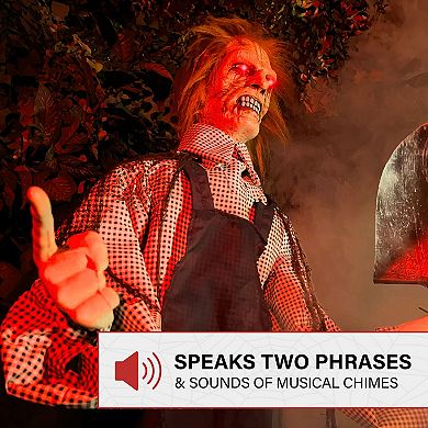 Haunted Hill Life Size Animatronic Evil Grave Digger with Shovel Halloween Decoration