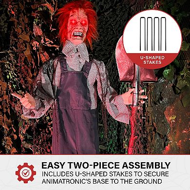 Haunted Hill Life Size Animatronic Evil Grave Digger with Shovel Halloween Decoration