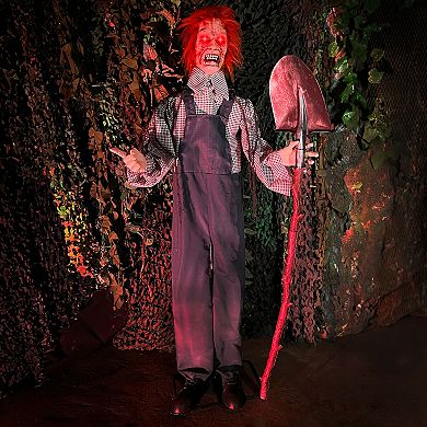 Haunted Hill Life Size Animatronic Evil Grave Digger with Shovel Halloween Decoration
