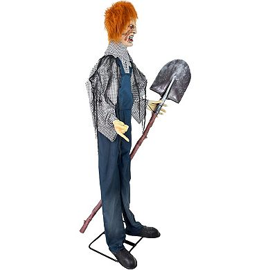 Haunted Hill Life Size Animatronic Evil Grave Digger with Shovel Halloween Decoration