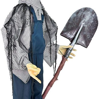 Haunted Hill Life Size Animatronic Evil Grave Digger with Shovel Halloween Decoration