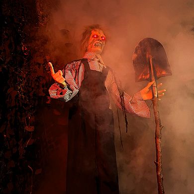 Haunted Hill Life Size Animatronic Evil Grave Digger with Shovel Halloween Decoration
