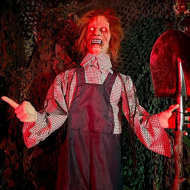 Haunted Hill Life Size Animatronic Evil Grave Digger with Shovel Halloween Decoration