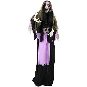 Haunted Hill Lifesize Animatronic Vampire Lady with Baby with Lights and Sound, Indoor/Covered Outdoor Halloween Decoration