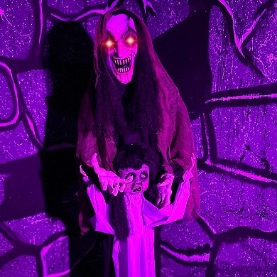 Haunted Hill Lifesize Animatronic Vampire Lady with Baby with Lights and Sound, Indoor/Covered Outdoor Halloween Decoration