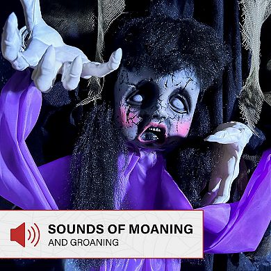 Haunted Hill Lifesize Animatronic Vampire Lady with Baby with Lights and Sound, Indoor/Covered Outdoor Halloween Decoration