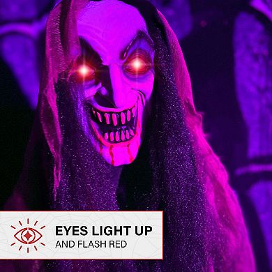 Haunted Hill Lifesize Animatronic Vampire Lady with Baby with Lights and Sound, Indoor/Covered Outdoor Halloween Decoration