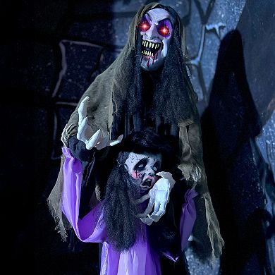 Haunted Hill Lifesize Animatronic Vampire Lady with Baby with Lights and Sound, Indoor/Covered Outdoor Halloween Decoration