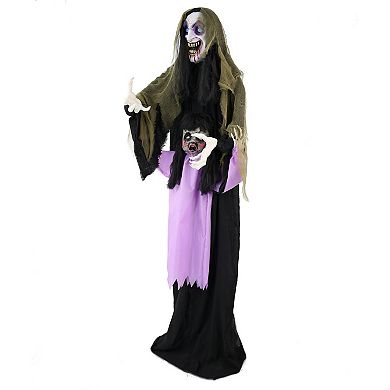 Haunted Hill Lifesize Animatronic Vampire Lady with Baby with Lights and Sound, Indoor/Covered Outdoor Halloween Decoration