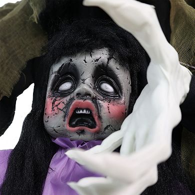 Haunted Hill Lifesize Animatronic Vampire Lady with Baby with Lights and Sound, Indoor/Covered Outdoor Halloween Decoration