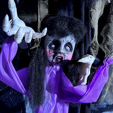 Haunted Hill Lifesize Animatronic Vampire Lady with Baby with Lights and Sound, Indoor/Covered Outdoor Halloween Decoration