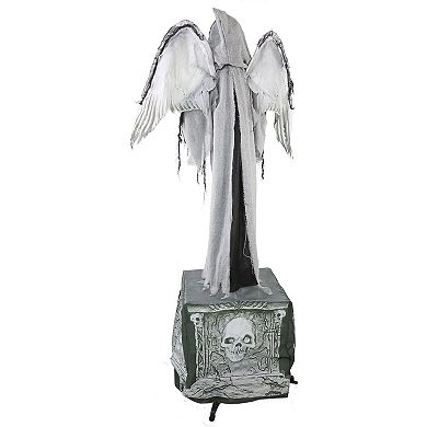Haunted Hill Lifesize Animatronic Haunted Angel Statue with Lights and Sound, Indoor/Covered Outdoor Halloween Decoration