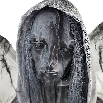Haunted Hill Lifesize Animatronic Haunted Angel Statue with Lights and Sound, Indoor/Covered Outdoor Halloween Decoration