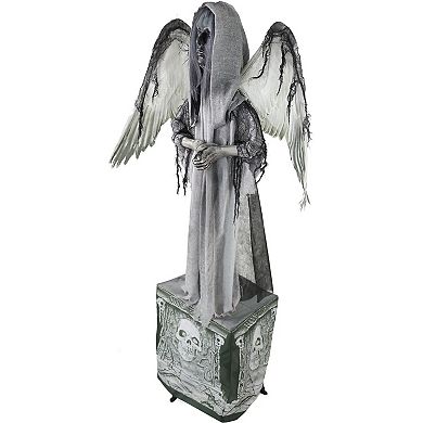 Haunted Hill Lifesize Animatronic Haunted Angel Statue with Lights and Sound, Indoor/Covered Outdoor Halloween Decoration