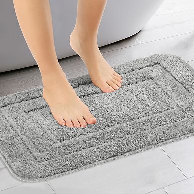 Soft Absorbent Non Slip Plush Bath Rug Bath Mat For Bathroom Floor 16" X 24"