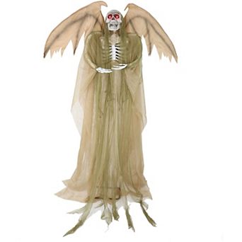 Haunted Hill Lifesize Animatronic Reaper with Wings with Lights and Sound, Indoor/Covered Outdoor Halloween Decoration