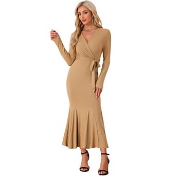 Bodycon Long Maxi Dresses for with Belt Floor Length Fishtail Mermaid Dress