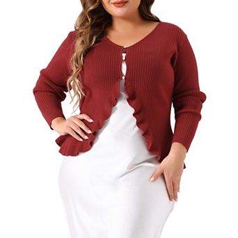 Plus Size Cardigans For Women Long Sleeve Knit Sweater Open Front Button Outerwear