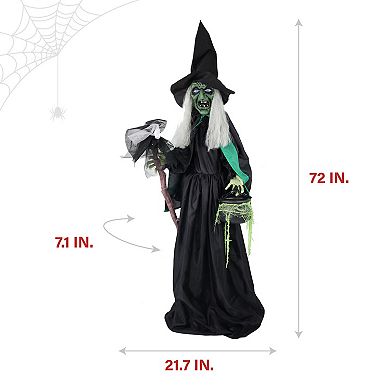 Haunted Hill Lifesize Witch Prop with Lights and Sound, Indoor/Covered Outdoor Halloween Decoration