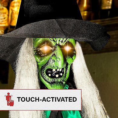 Haunted Hill Lifesize Witch Prop with Lights and Sound, Indoor/Covered Outdoor Halloween Decoration