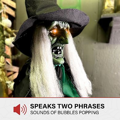 Haunted Hill Lifesize Witch Prop with Lights and Sound, Indoor/Covered Outdoor Halloween Decoration