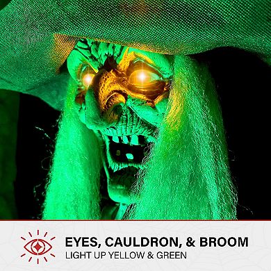 Haunted Hill Lifesize Witch Prop with Lights and Sound, Indoor/Covered Outdoor Halloween Decoration