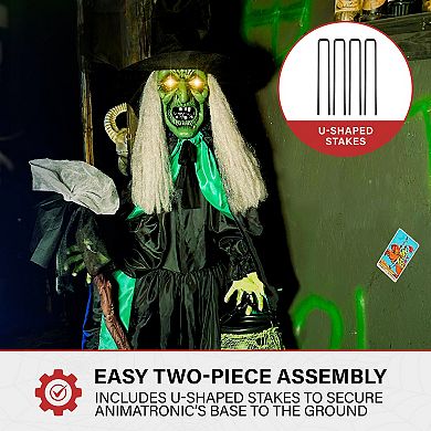 Haunted Hill Lifesize Witch Prop with Lights and Sound, Indoor/Covered Outdoor Halloween Decoration