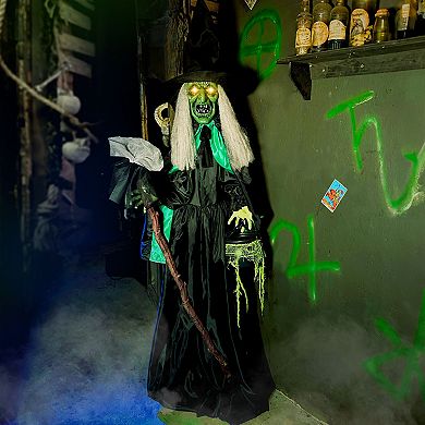 Haunted Hill Lifesize Witch Prop with Lights and Sound, Indoor/Covered Outdoor Halloween Decoration