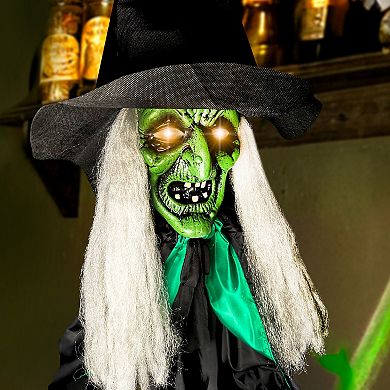 Haunted Hill Lifesize Witch Prop with Lights and Sound, Indoor/Covered Outdoor Halloween Decoration