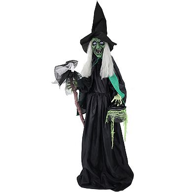 Haunted Hill Lifesize Witch Prop with Lights and Sound, Indoor/Covered Outdoor Halloween Decoration