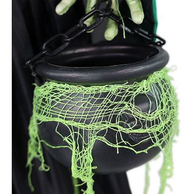 Haunted Hill Lifesize Witch Prop with Lights and Sound, Indoor/Covered Outdoor Halloween Decoration
